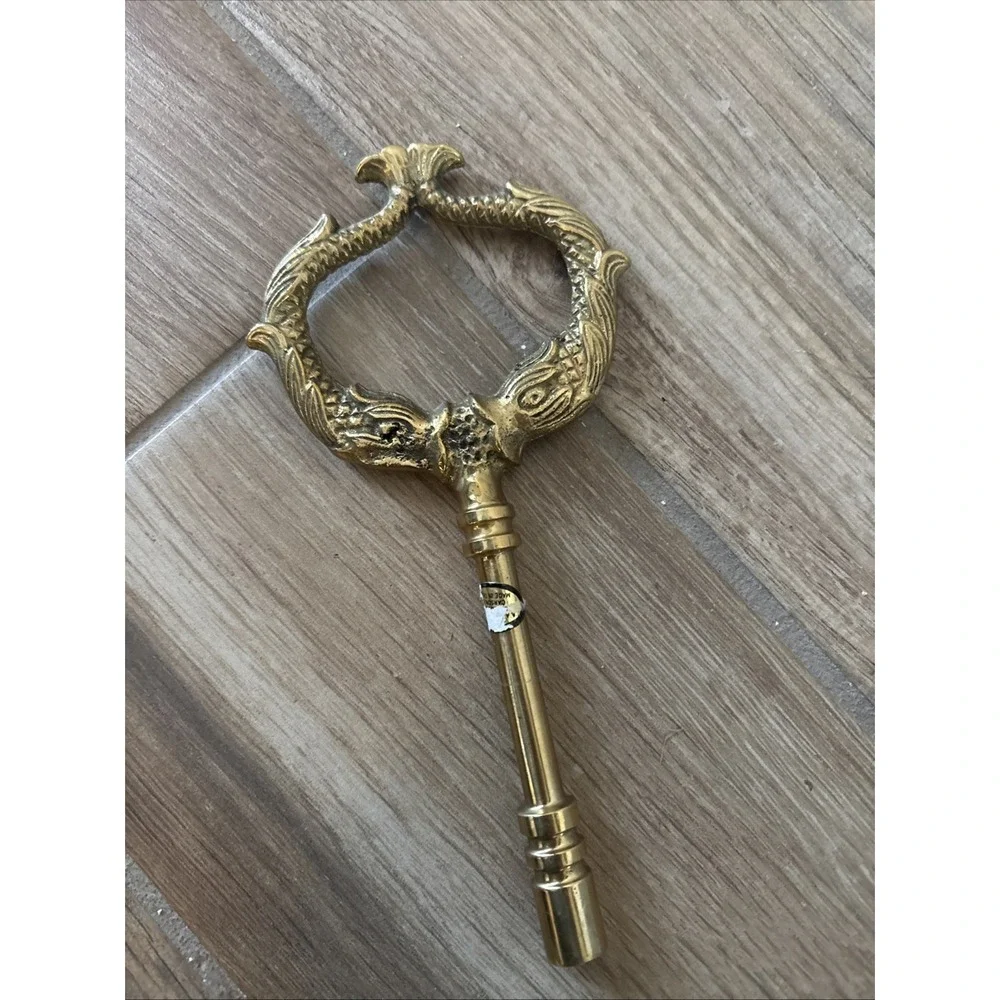 Vintage‎ Koi Fish Solid Brass Gas Clock Key 7.5 Inches